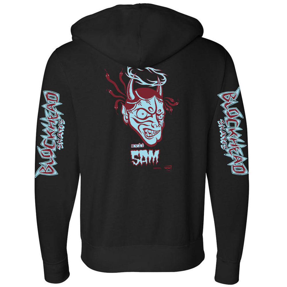 Evil Sam black zip hooded sweatshirt - Art by Sam! - LOW STOCK!  (M, L only)