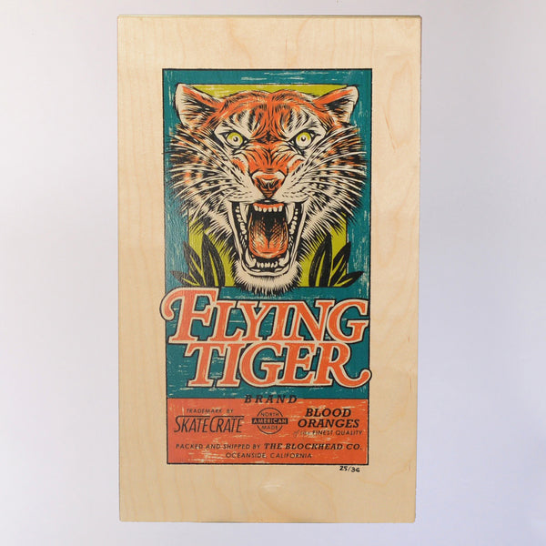 Limited edition Flying Tiger screen print on wood - reserve stock